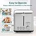 ONSON 2 Slice Toaster Stainless Steel,Bagel Toaster - 5 Bread Shade Settings,Bagel/Defrost/Cancel Function,Extra Wide Slots, Removable Crumb Tray, Stainless Steel Grill, Suitable for Croissants,and Various Bread Types (825W, Silver)