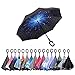 AWEOODS Inverted Umbrella Windproof Reverse Folding Double Layer Travel Cars Umbrella (Starry Sky)