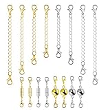 Paxcoo 16Pcs Necklace Extender Chain and Lobster Clasp Lock Set for Jewelry Necklace Bracelet