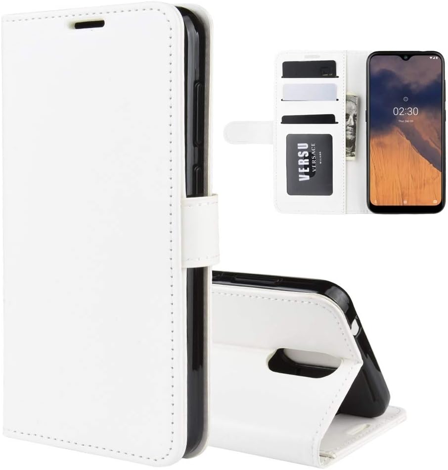 LIYE for Mobile Phone case Ly for Nokia 2.3 R64 Texture Single Horizontal Flip Protective Case with Holder & Card Slots & Wallet& Photo Frame(Black) (Color : White)