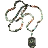 Yomisa Boho Necklaces for Women/Men Trendy,32/35/36 Inch Natural Stone Beaded Long Pendant Necklaces for Womens,Handmade Bohemian Fashion Chakra Chunky Statement Charm Necklace Jewelry Gift