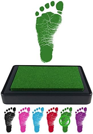 ReignDropBaby Baby Footprint Handprint Ink Pad - Create Impressive Keepsake Stamp - 100% Non-Toxic &amp; Acid-Free Ink - Easy to Wipe/Wash Off Skin - Smudge Proof &amp; Long Lasting Keepsakes (GREEN)