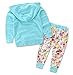 Baby Girls Floral Hoodie+ Floral Pant Set Leggings 2 Piece Outfits (6-12Months, Blue)