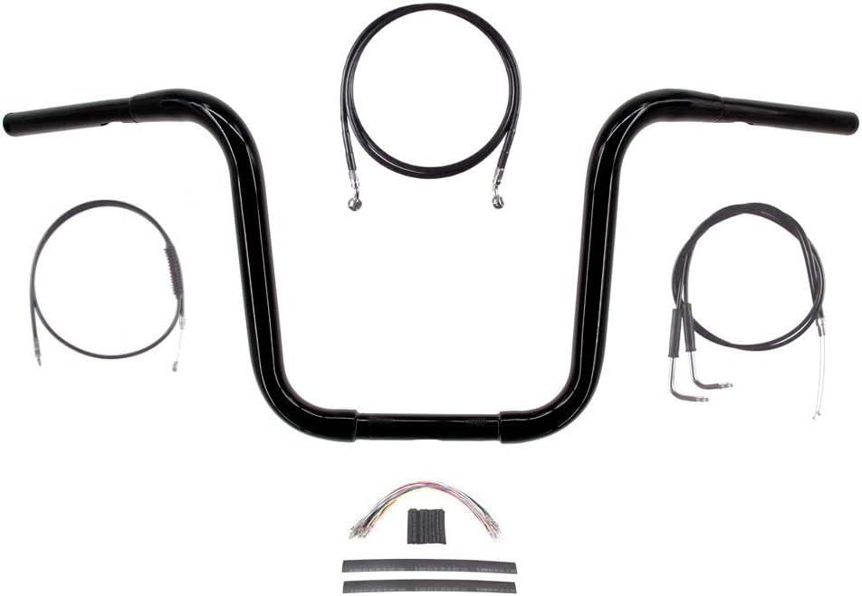 Hill Country Customs 1 1/4" BBlack Narrow 12" Ape Hanger Handlebar Kit for 2004-2013 Harley Sportster models - BSC-11412GBN-SP04B