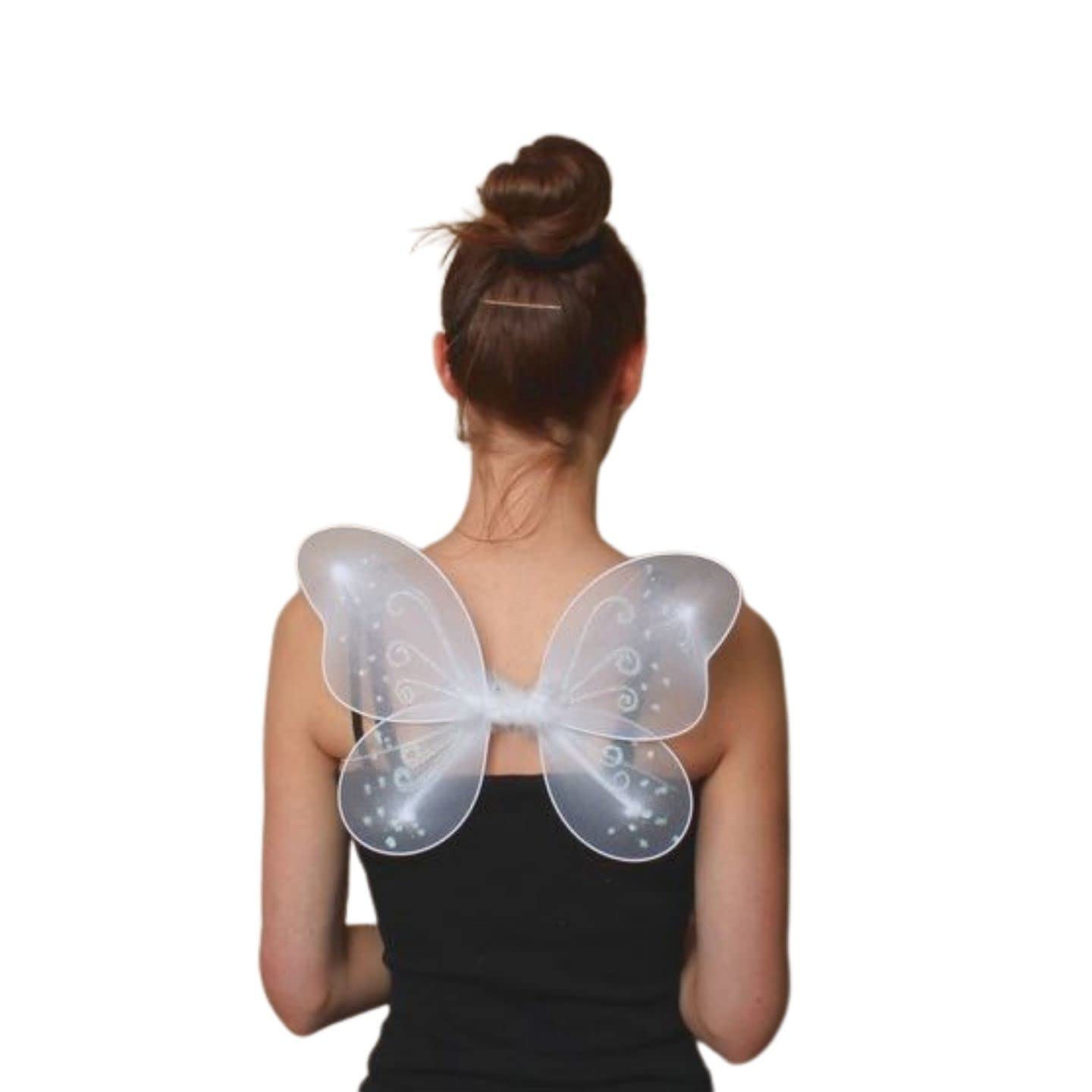 Topkids Accessories Wings Fairy Butterfly Pixie Tinkerbell Fancy Dress Outfit Girls Dressing Up Costume Baby Toddler Kids Childs Small Tiny Mini Toy Angel Fairywings (White w. Dots)