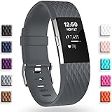 GEAK For Fitbit Charge 2 Bands, Classic Sports Replacement Bands for Fitbit Charge 2, Small Diamond Gray