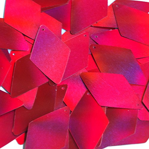 Red Lazersheen Sequin Long Diamond 1.75 inch Couture Loose Paillettes. Made in USA.