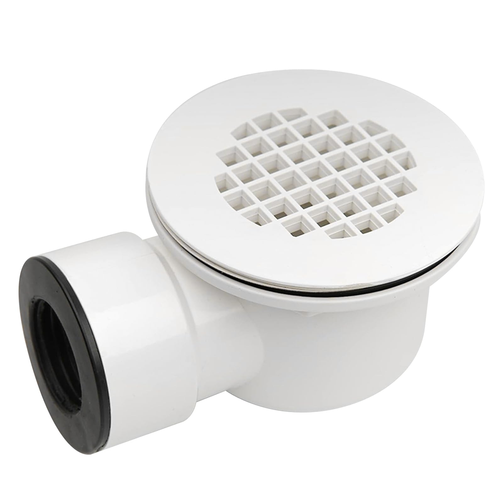 Photo 1 of 1.5‘’ Side Outlet Low Profile Shower Drain, PVC Shower Drain with Perforated Strainer, for 1.5" or 2" Replacement Shower Base PVC Side Outlet Drain