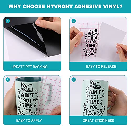 HTVRONT Black Permanent Vinyl, 30 Pack Black Adhesive Vinyl for Cricut