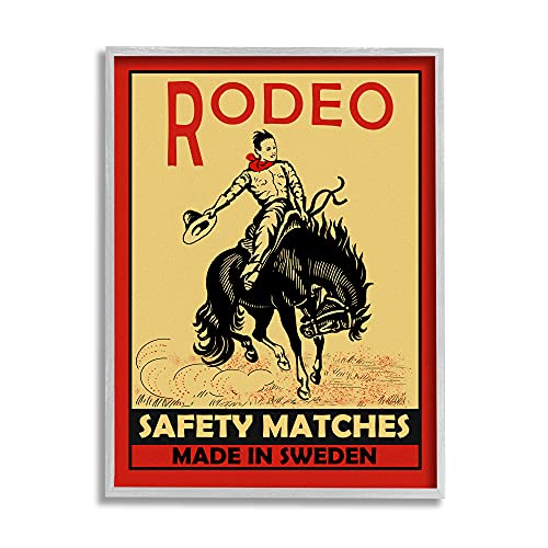 Stupell Industries Rodeo Safety Matches Cowboy Bucking Bronco Red, Designed by…