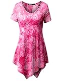 Thanth Womens Short Sleeve All Over Tie Dye Handkerchief Hem Tunic
