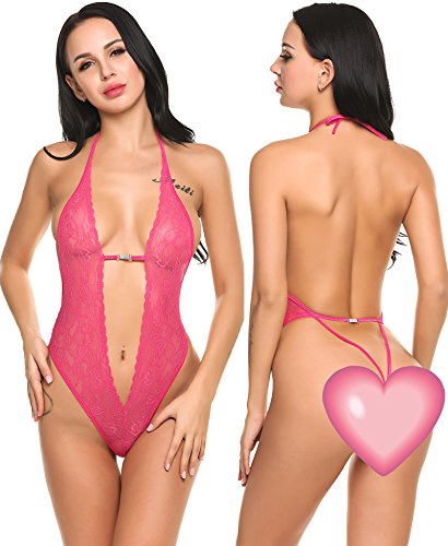 Avidlove-Women-Sexy-Lingerie-Teddy-Deep-V-Halter-Lace-Babydoll-Bodysuit
