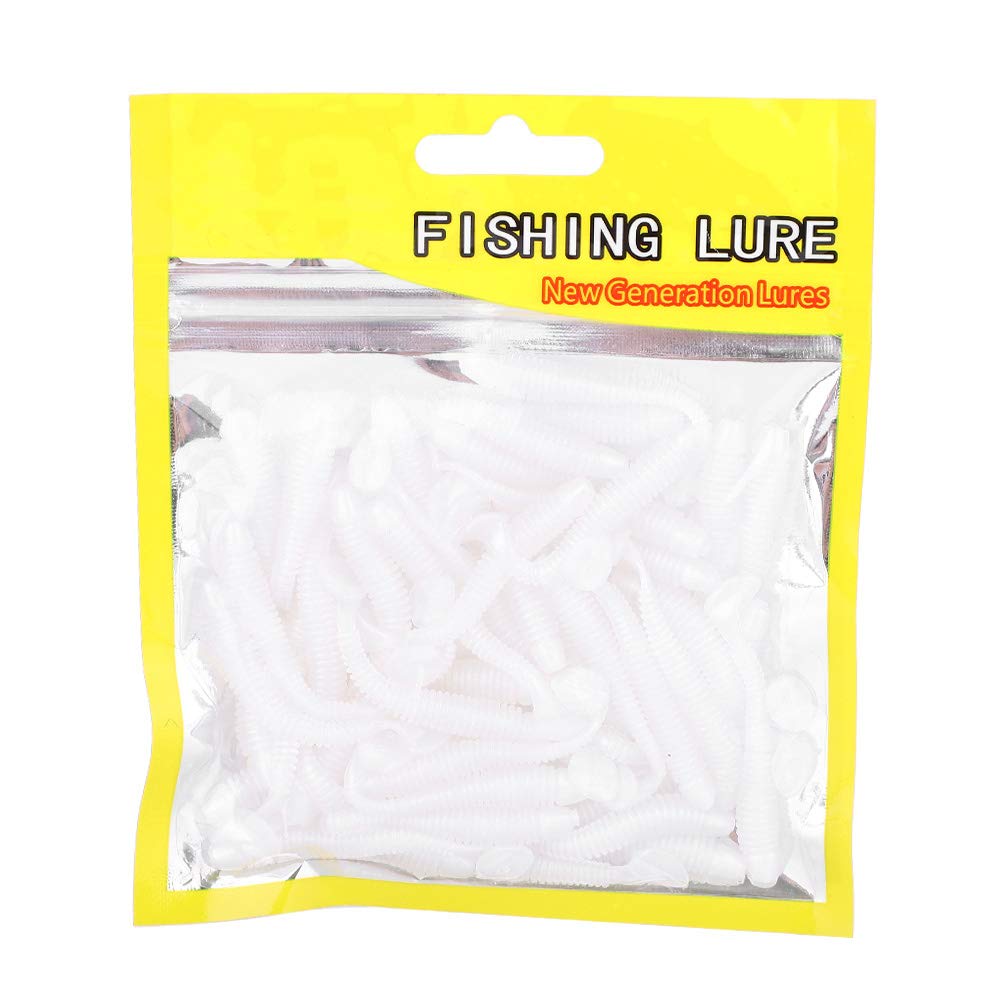 Huairdum Fish Bait, 150PCS 5cm Soft Plastic Fishing Lures T-Tail Grub Worm Baits Fish Tackle Accessory for Saltwater Freshwater Fishing (#6)