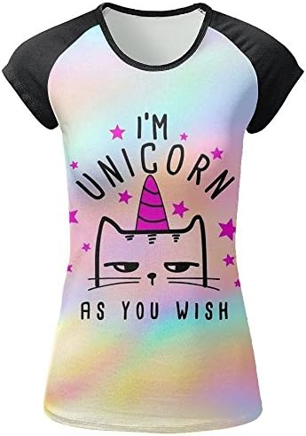 I'm Unicorn Women Girl's Summer Stretch Crew Neck Short Sleeve T Shirt XX-Large