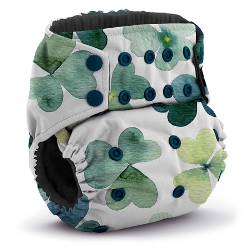 Kanga Care Rumparooz OBV Cloth Diaper Reusable One Size Pocket Diaper with patented Inner Double Gusset 2 pcs Bamboo Rayon Insert Soaker | Clover (6-40+ lbs)