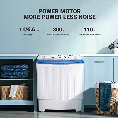 Portable Washing Machine, TACKLIFE 17.6lbs Twin Tub Mini Washing