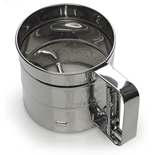 One Hand Flour sifter for baking. Stainless steel flour sifter with mesh. - Thumbnail 3