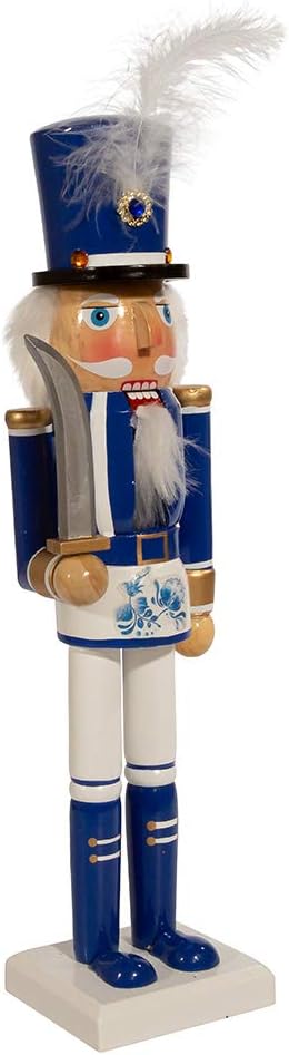 Nutcrackers - Kurt S. Adler F2086 Wooden Delft Nutcracker, 15-Inch, Blue, White