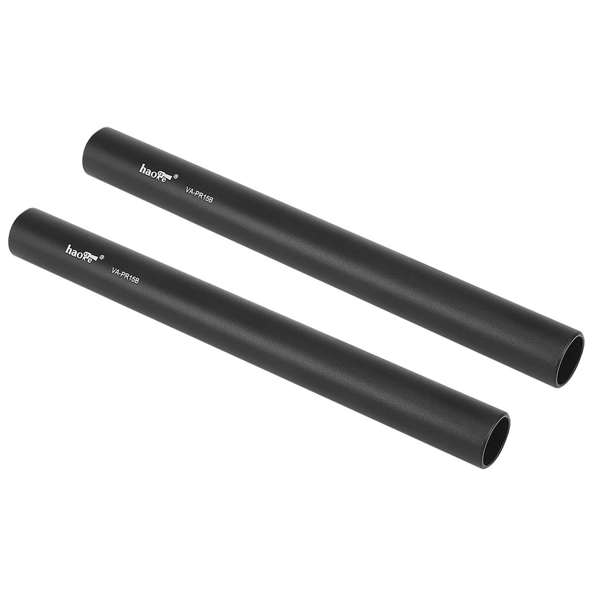 Haoge VA-PR15B 15cm / 5.9 Inch Long Aluminum Alloy Rod 15mm Rods with M12 Thread for Camera Rail Support System Rig Shoulder Pads Monitor Mount Rod Clamp Base Mattebox Follow Focus Black (Pack of 2)