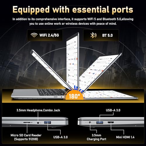 XWU 15.6 inch laptop with 8GB RAM, 256GB SSD, 100% sRGB display, N4000 processor, Wi-Fi 5 Dual Band, Bluetooth 4.2, USB-A, HDMI, 1920 x 1080 FHD display (8, GB)