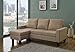 LIFE Home Large Canvas Beige Light Brown Linen Cloth Modern Contemporary Upholstered Quality Sectional Left or Right Adjustable Sectional