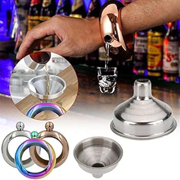 ELECTROPRIME F8C3 Creative Bracelet Bangle Hip Flask Funnel Kit Container Liquor Whiskey