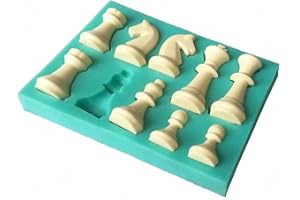 FEWO Chess Piece Silicone Fondant Mold Chess Shaped Chocolate Candy Mold Epoxy Resin Craft Casting Paper Clay Wax Melt Mold