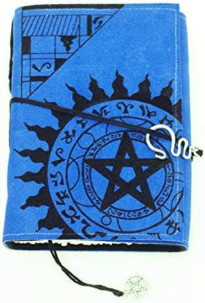 Handmade Suede Mystic Zodiac Magickal Spell Book Journal in Sapphire Blue Color