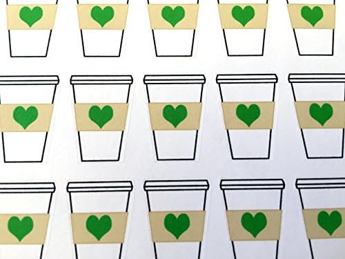 Planner Glitz 4 Sheets Decorative Planner Stickers - Coffee Cups with Hearts, Starbucks Inspired