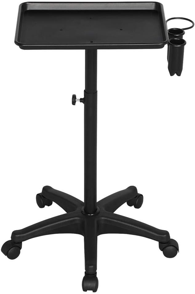 Yaheetech Aluminum Single-Post Mayo Instrument Tray Stand Rolling Salon Service Cart Black: Office Products