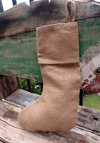 Pack of 6 - Natural Burlap Christmas Stocking 16 inch