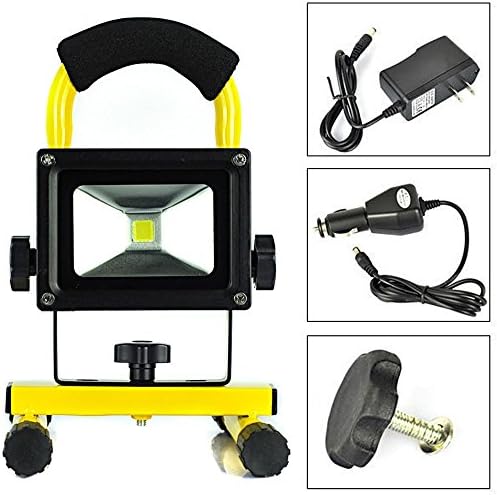 EverBright 5W 800LM Amber Body Portable Ultra Bright Cordless Rechargeable Led Flood Spot Work Light Lamp Water Resistant Waterproof Work Light, Flood light, LED Work Lamp With AC Charge &amp; Car Charge