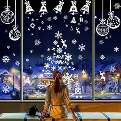 Edoton Vetrofanie Fiocchi Di Neve Per Natale Della Vetro Finestra Vetrina Natale Decorazione Vacanza Nuovi Anni Inverno Adesivi Statici In Pvc 6 Fogli