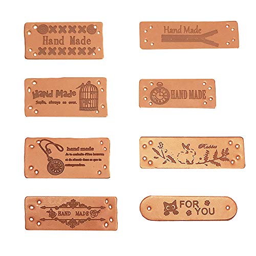 Juland 40PCS PU Leather Label Clothing Hand Made Label Handmade Embossed Tag with Holes Embellishment Knit DIY Accessories for Jeans Bags Shoes Hat - Thumbnail 6