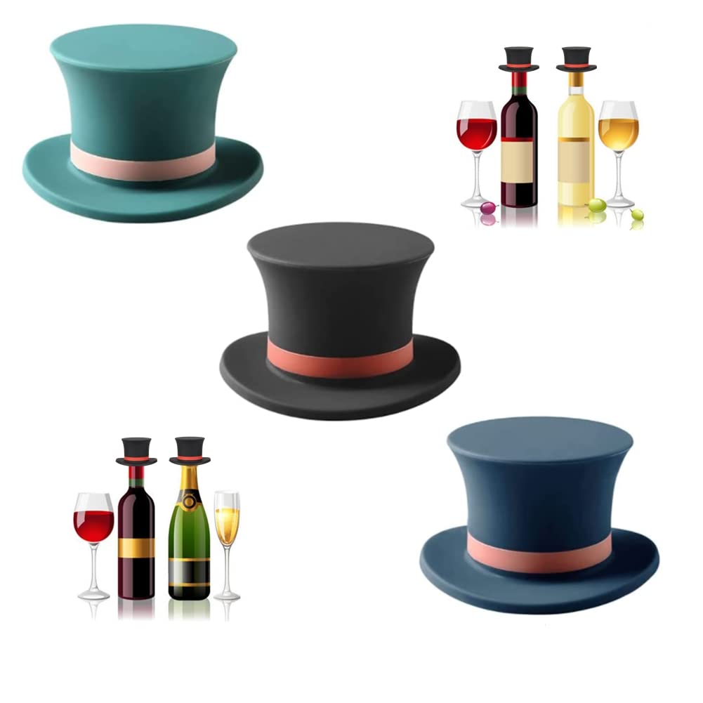 HKTOPCNE 3PCS Silicone Bottle Stopper for Wine Bottle Funny and Reusable, Wine Stoppers, Bottle Stopper, Keeps Fresh for Wine Beer Champagne Sparkling Wine
