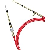 80833 Shifter Cable Fit for B&amp;M Transmission Shift Lever with Eyelet End | 5FT Long, Automatic Transmission Shifter Cable AF72-1002 BMM-80833, 0.375 Inch Outer Diameter, Red, Replace 80605