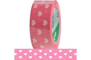 Arvakr Designer Cute Packing Tape, Colorful Printing Shipping Tape, Carton Decorative Tape for Sealing Boxes, Heart - Pink, 1