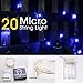 LIDORE Micro LED 20 Blue String Lights with Timer, Battery Operated on 7.87ft Long Silver Color Ultra Thin Copper Wire