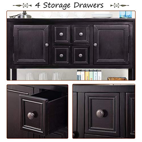 image for Wood Console Sofa Table with Storage Drawers and Bottom Shelf, WeYoung