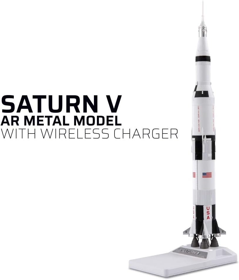 Apollo Saturn V Rocket Alloy Model Kit with Wireless Charger NASA Apollo Saturn V SPACEX Outer Space Model Rocket w/AR Technology