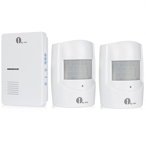 1byone alarma inalámbrica para la seguridad del hogar, alarma de entrada, timbre infrarrojo, receptor enchufable y 2 sensores de movimiento ...