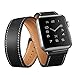 AutumnFall Long Leather Band Double Tour Bracelet Watchband for Apple Watch Series 1, Series 2 38mm (Black)