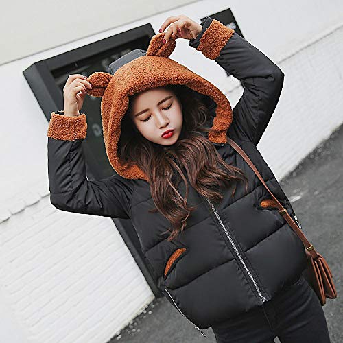 Winter Coats For Women Liraly Winter Warm Coat Faux Fur Hooded Thick Warm Slim Jacket Overcoat(Black,US-12 /CN-L2) - Thumbnail 4