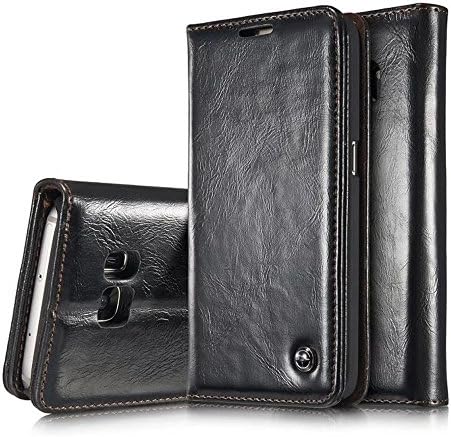 Galaxy S7 Edge Leather Case, Vintage Premium PU Wallet Flip Folio Protective Cover/ Skin with [Kickstand Feature] [Credit Card Card Slot] [Magnetic Closure] for Samsung Galaxy S7 Edge (Retro Black)