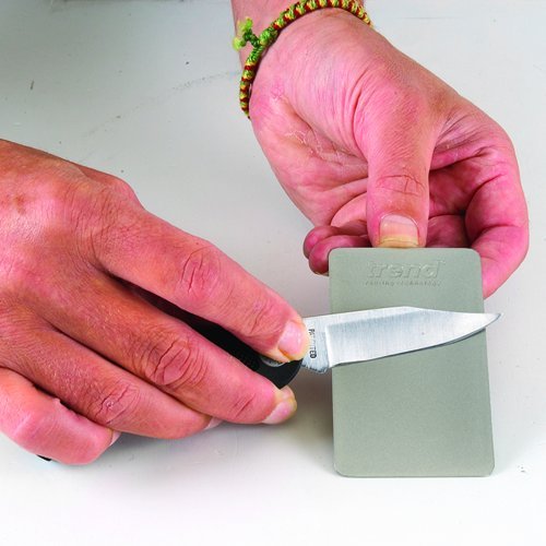 Trend 3-Inch Double-Sided Diamond Sharpening Stone, 1000 & 600 Grit, Credit Card Sized Carvers Honing Stone with Storage Wallet, DWS/CC/FF, Silver