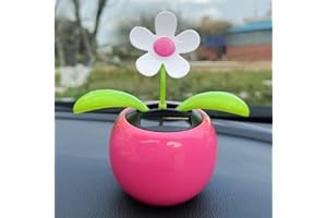 YUANHOLUMID Rose Red Solar Dancing Flower Car Dashboard Decorations - Funny Solar Powered Dancing Flower Pot Car Ornaments Flower Swinging Toy for Car Decor Gifts for Friends Solar Power Learning and Education