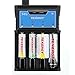 Tenergy T4s Intelligent Universal Charger, 4-Slot Battery Charger for Li-ion, LiFePO4, NiMH and NiCd Rechargeable Batteries,18650, 14500, 26650, AA AAA C Cell Battery Charger with Car Adapter