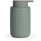 INGOFIN Ceramic Lotion Dispenser - 12oz Refillable Hand Soap Dispenser Bathroom, Modern Liquid Soap Dispenser with Pump, Dish Dispenser for Kitchen, Sage Green