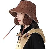 Quilted Bucket Hat Winter Warm Hat for Woman Down Padding Bucket Cap Fishing Hat Thick Plush Earflap Fisherman Bucket Hats