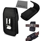 For BLU LIFE ONE L120 Heavy Duty Black Canvas Pouch Velcro Case w Duty Belt Clip Holster V + AIScell Cleaning Cloth (By All_instore)